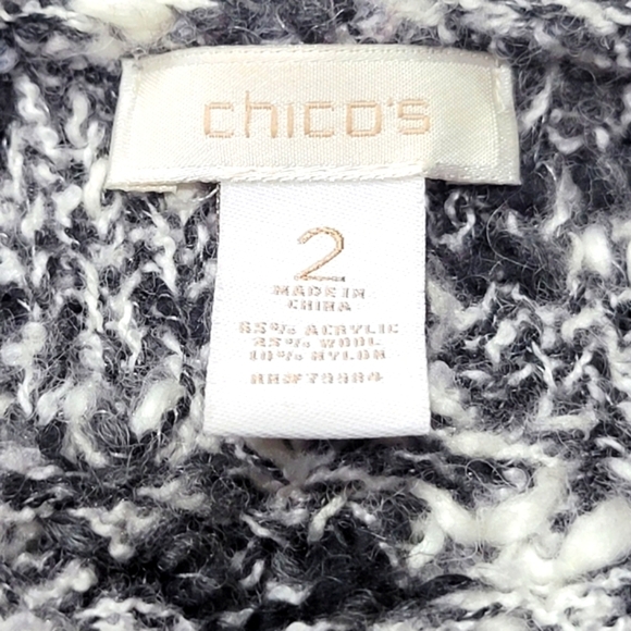 Chico’s Fringe Sleeveless Oversized Wool Blend Knit Open Front Cardigan Vest - Picture 4 of 4